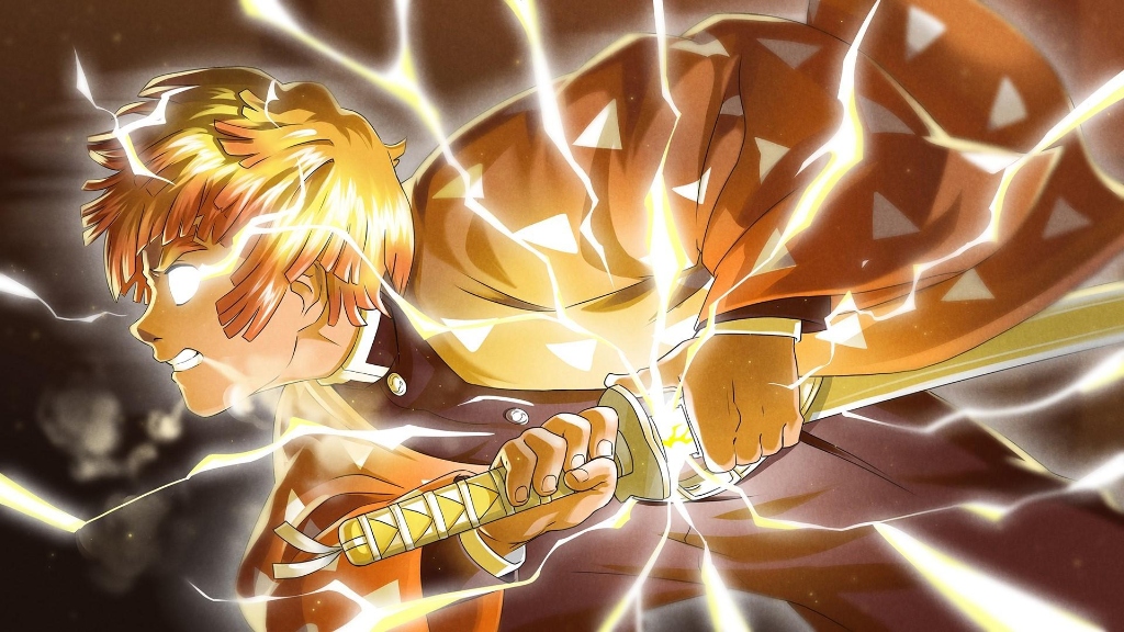 Zenitsu drawing sword Demon Slayer