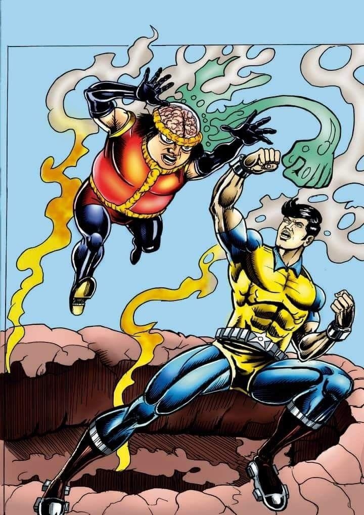 Super Commando Dhruva in combat with psychic villain Mahamanav - Raj Comics lore