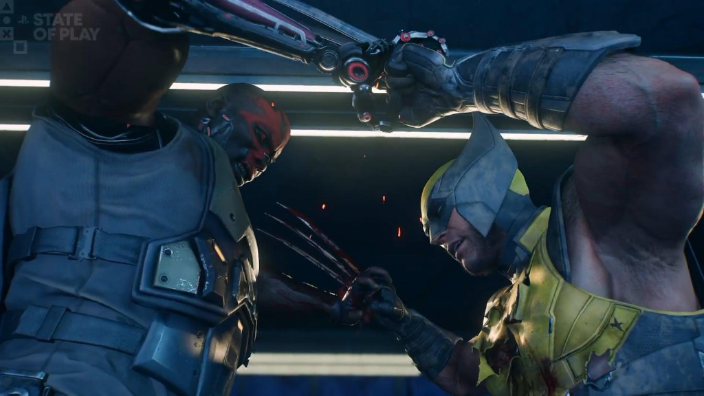 Wolverine in a close-quarters brawl against cybernetic mercenaries