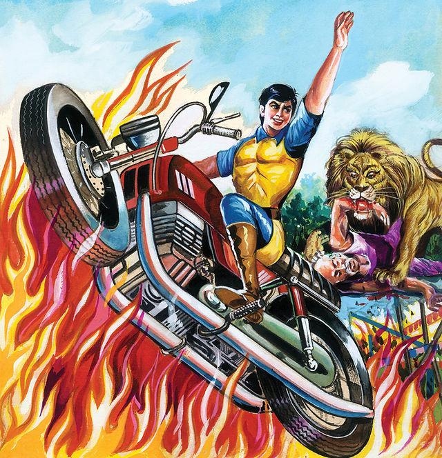 Super Commando Dhruva Jupiter Circus Stunt Art